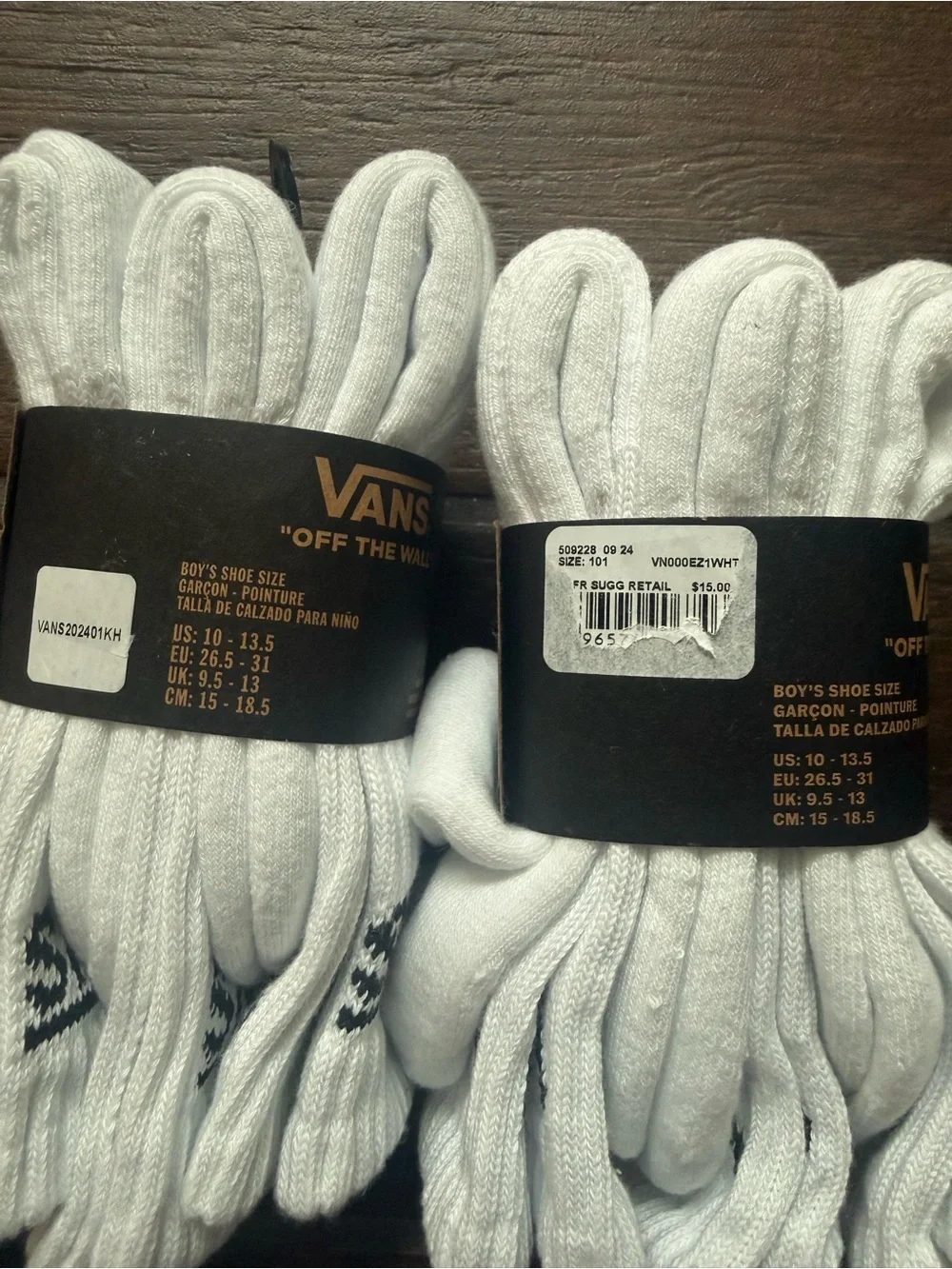 Vans White Crew Socks with Black Logo - Twin Pack